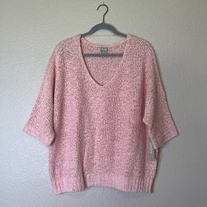 Tape Yarn V-Neck Sweater Coral - Chicos - SZ 3